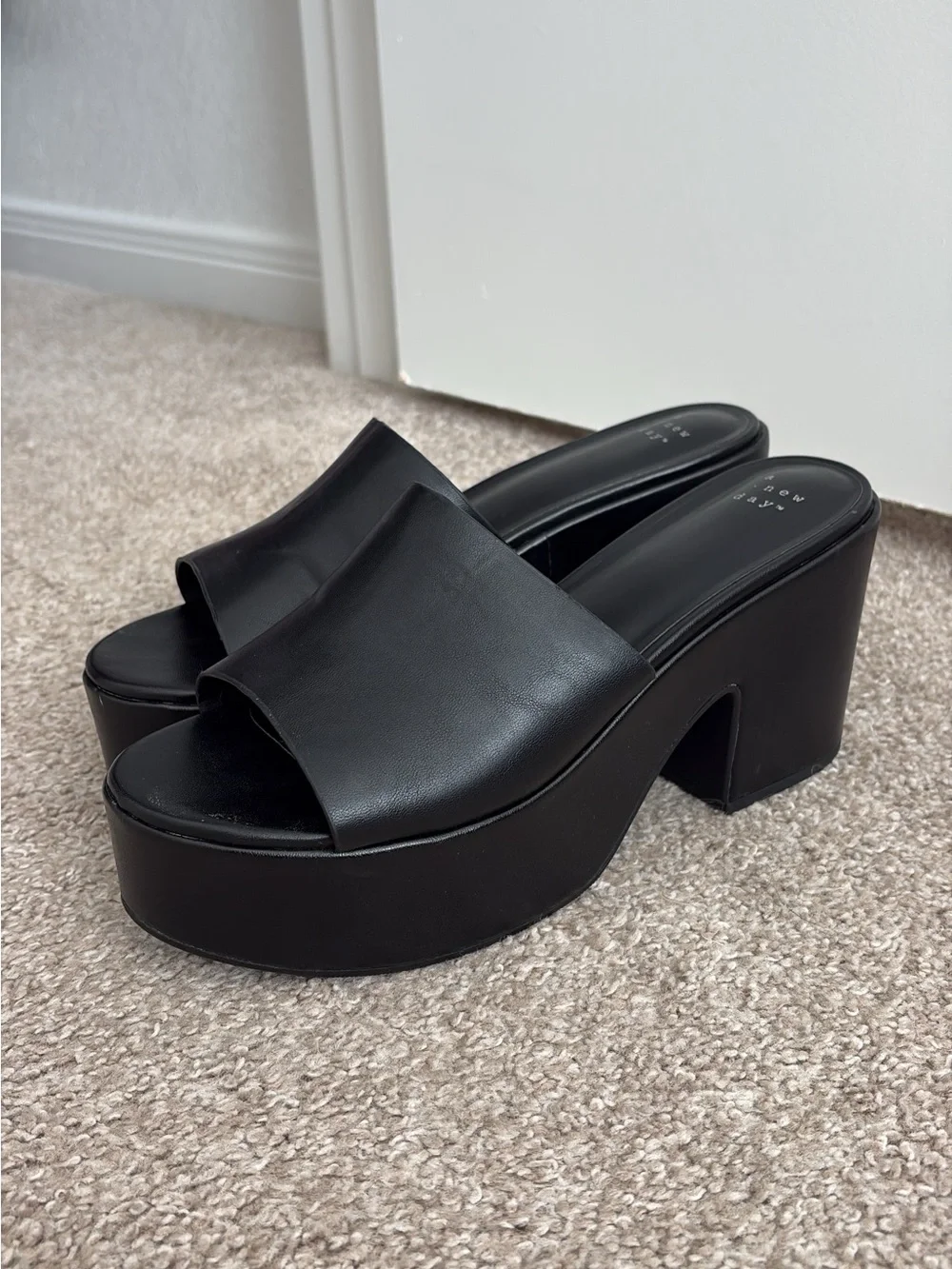 Black Platform Slide Heels